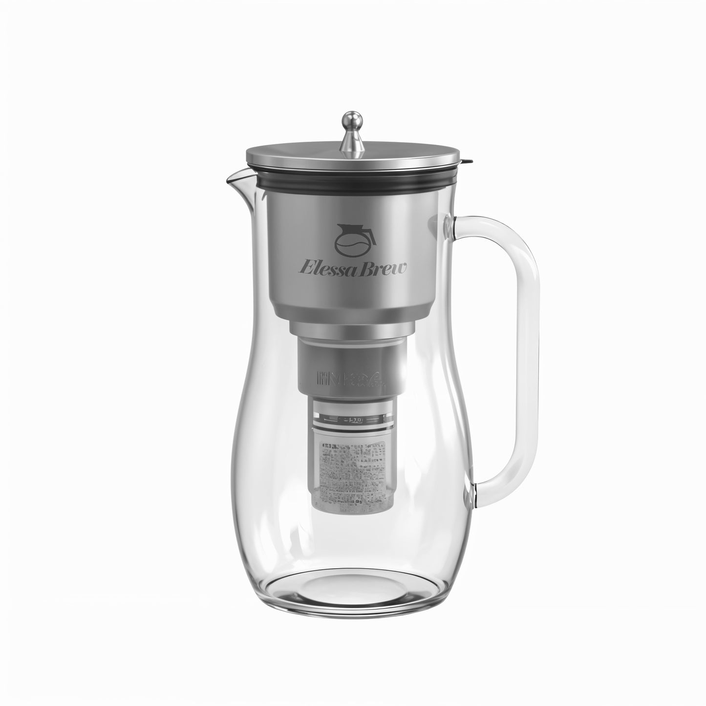 Elessa Brew Cold Brew Water Filtration Pitcher with sleek modern design on a kitchen counter.